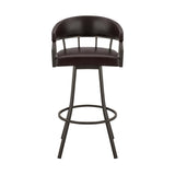 Armen Living Barstool Armen Living - Palmdale 26" Swivel Brown Faux Leather and Java Brown Metal Bar Stool | 795044878134