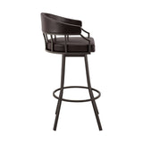 Armen Living Barstool Armen Living - Palmdale 26" Swivel Brown Faux Leather and Java Brown Metal Bar Stool | 795044878134