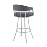 Armen Living Barstool Armen Living - Palmdale 26" Swivel Brown Faux Leather and Java Brown Metal Bar Stool | 795044878134