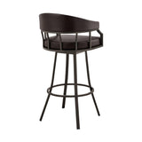 Armen Living Barstool Armen Living | Palmdale 30" Swivel Brown Faux Leather and Java Brown Metal Bar Stool | 795044878141