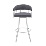 Armen Living Barstool Armen Living - Palmdale 30" Swivel Brown Faux Leather and Java Brown Metal Bar Stool | 795044878141