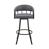 Armen Living Barstool Armen Living | Palmdale 30" Swivel Slate Grey Faux Leather and Black Metal Bar Stool | 795044878202