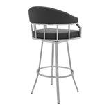 Armen Living Barstool Armen Living | Palmdale Swivel Modern Faux Leather Bar and Counter Stool in Brushed Stainless Steel Finish | 721535752195