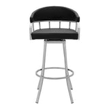 Armen Living Barstool Armen Living | Palmdale Swivel Modern Faux Leather Bar and Counter Stool in Brushed Stainless Steel Finish | 721535752201