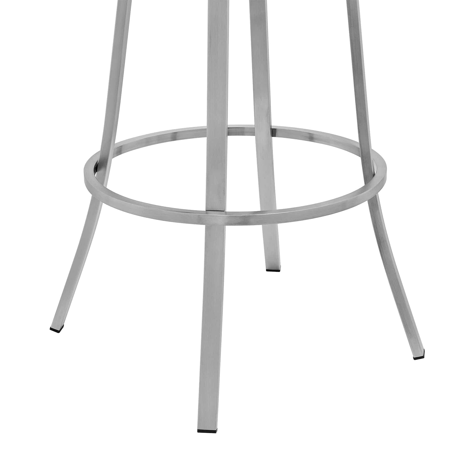 Armen Living Barstool Armen Living | Palmdale Swivel Modern Faux Leather Bar and Counter Stool in Brushed Stainless Steel Finish | 721535752201