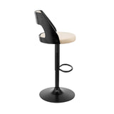 Armen Living Barstool Armen Living | Paulo Adjustable Swivel Cream Faux Leather and Black Wood Bar Stool with Black Base | LCPQBABLCR