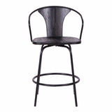 Armen Living Barstool Armen Living | Payton Industrial 26" Swivel Black Wood and Metal Bar Stool | LCPYBAWBBL26