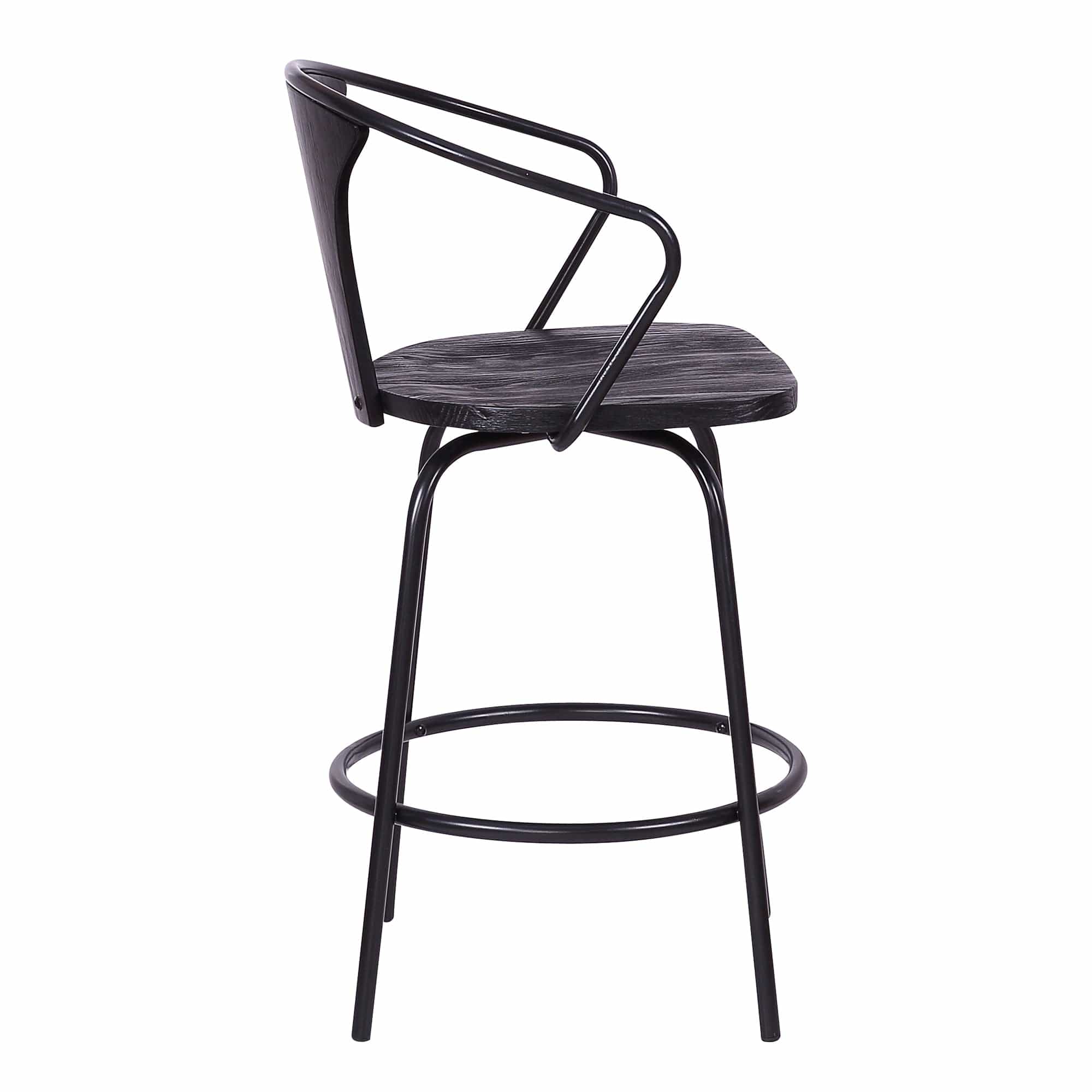 Armen Living Barstool Armen Living | Payton Industrial 26" Swivel Black Wood and Metal Bar Stool | LCPYBAWBBL26