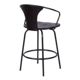 Armen Living Barstool Armen Living | Payton Industrial 26" Swivel Black Wood and Metal Bar Stool | LCPYBAWBBL26