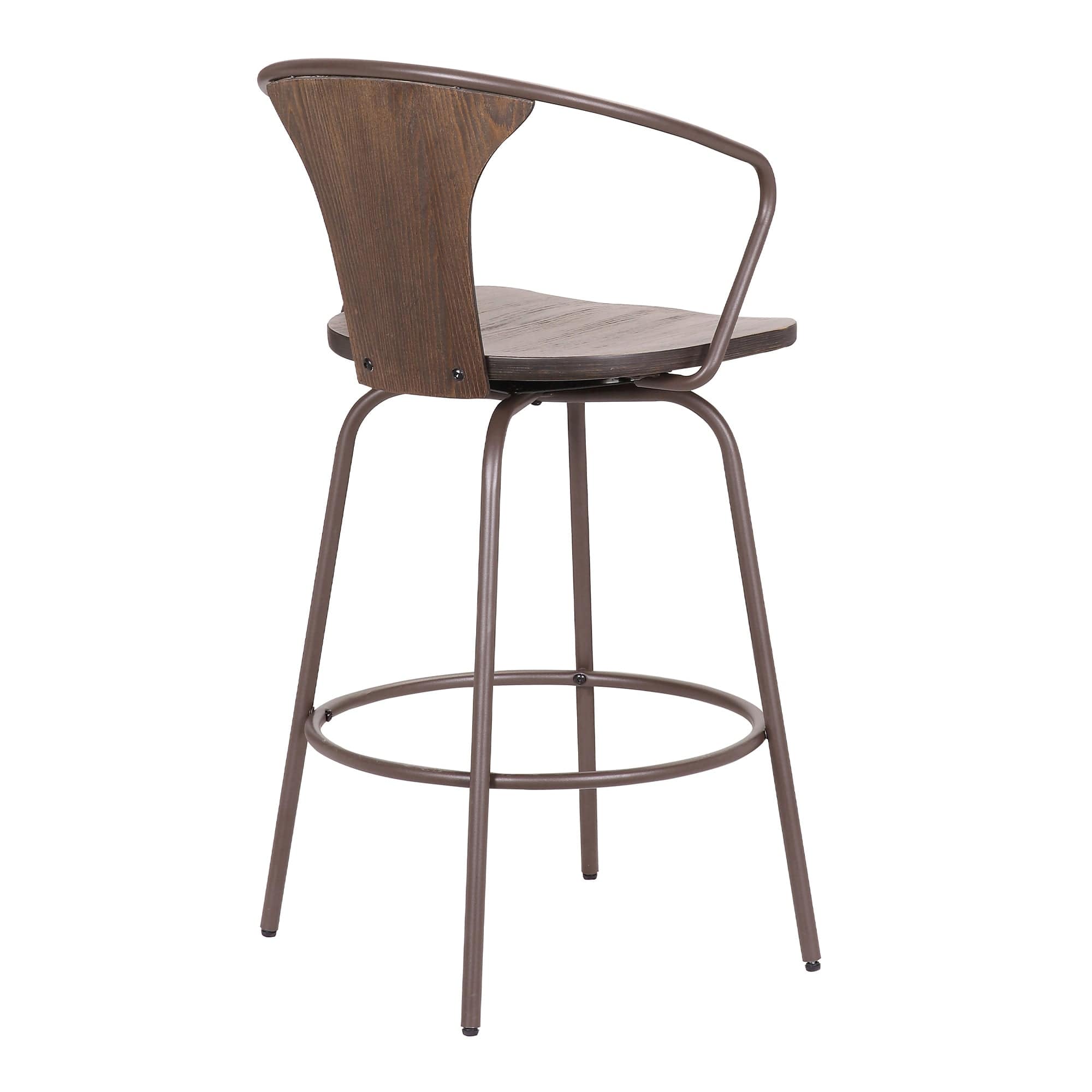 Armen Living Barstool Armen Living | Payton Industrial 26" Swivel Walnut Wood and Metal Bar Stool | LCPYBAWABR26