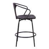 Armen Living Barstool Armen Living - Payton Industrial 30" Swivel Black Wood and Metal Bar Stool | LCPYBAWBBL30