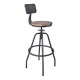 Armen Living Barstool Armen Living - Perlo Industrial Adjustable Barstool in Industrial Gray and Pine Wood | LCPESTSBPI