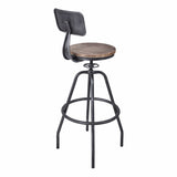 Armen Living Barstool Armen Living - Perlo Industrial Adjustable Barstool in Industrial Gray and Pine Wood | LCPESTSBPI