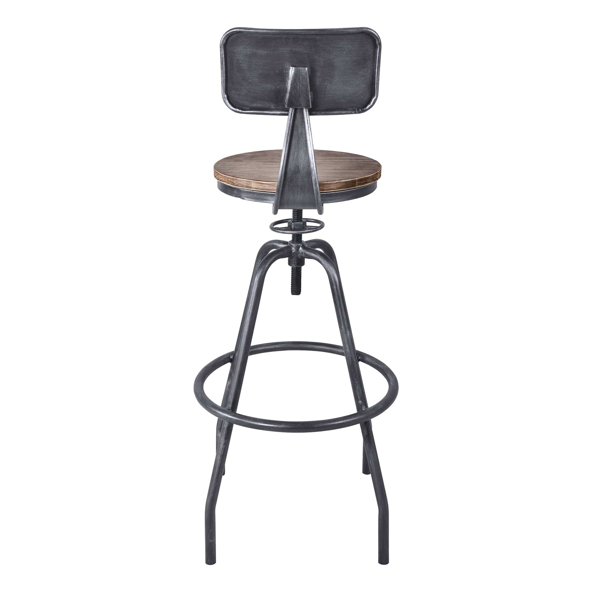 Armen Living Barstool Armen Living - Perlo Industrial Adjustable Barstool in Industrial Gray and Pine Wood | LCPESTSBPI