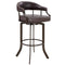 Armen Living Barstool Armen Living | Pharaoh Swivel 26" Auburn Bay and Brown Faux Leather Bar Stool | 721535743292