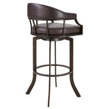 Armen Living Barstool Armen Living | Pharaoh Swivel 26" Auburn Bay and Brown Faux Leather Bar Stool | 721535743292