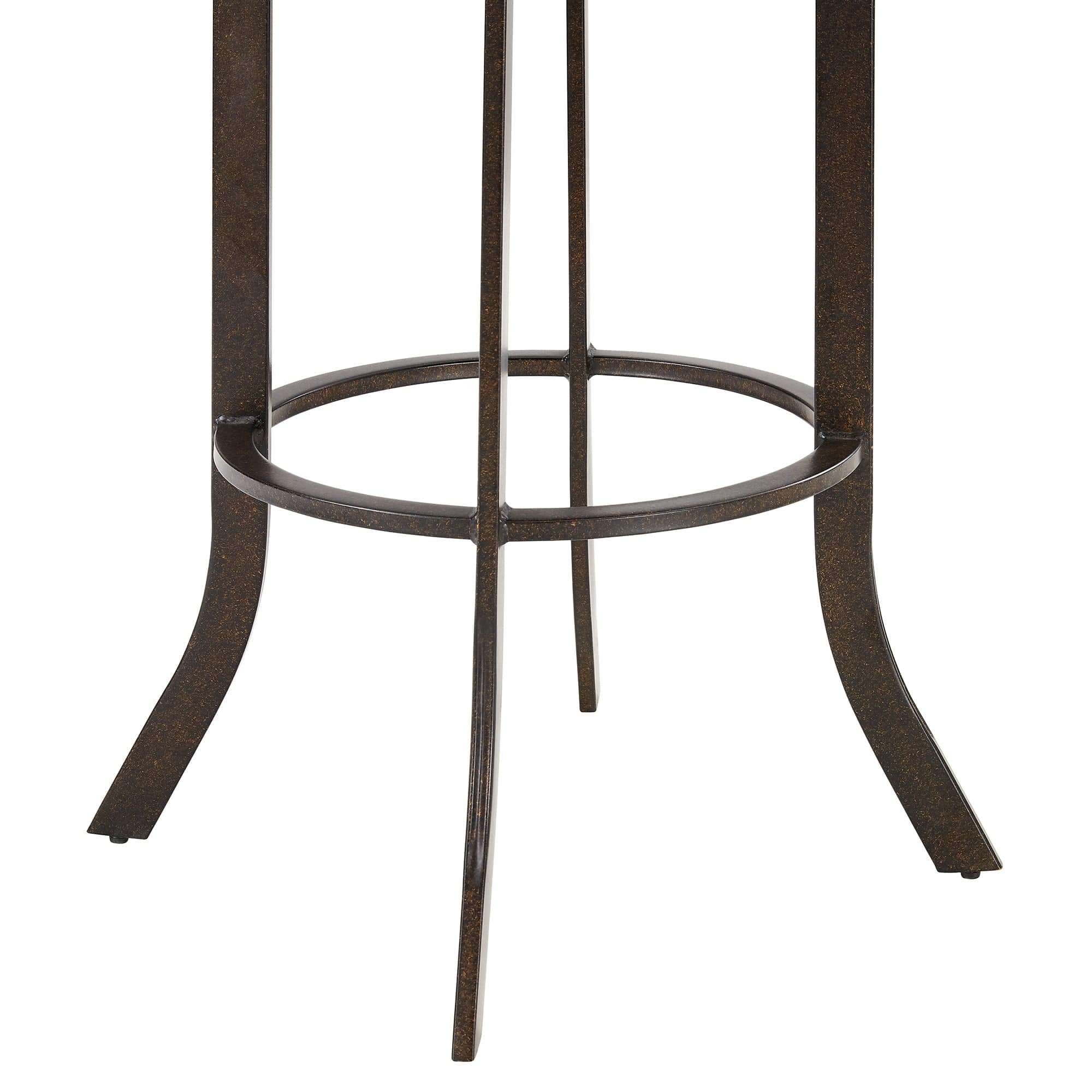 Armen Living Barstool Armen Living | Pharaoh Swivel 26" Auburn Bay and Brown Faux Leather Bar Stool | 721535743292