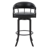 Armen Living Barstool Armen Living | Pharaoh Swivel 26" Black Powder Coated and Black Faux Leather Metal Bar Stool | 721535743315