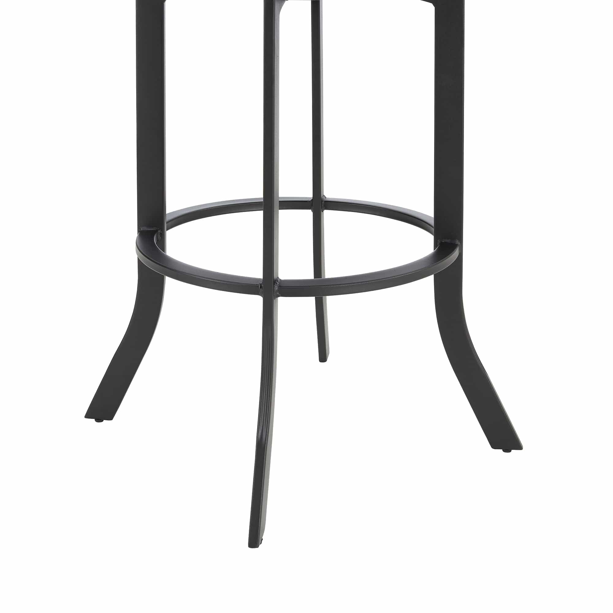 Armen Living Barstool Armen Living | Pharaoh Swivel 26" Black Powder Coated and Black Faux Leather Metal Bar Stool | 721535743315