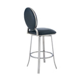 Armen Living Barstool Armen Living | Pia Contemporary 30" Bar Height Barstool in Brushed Stainless Steel Finish and Gray Faux Leather | LCPABABSGR30