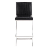 Armen Living Barstool Armen Living - Pinellas 30" Vintage Gray Faux Leather and Brushed Stainless Steel Bar Stool | 721535752607