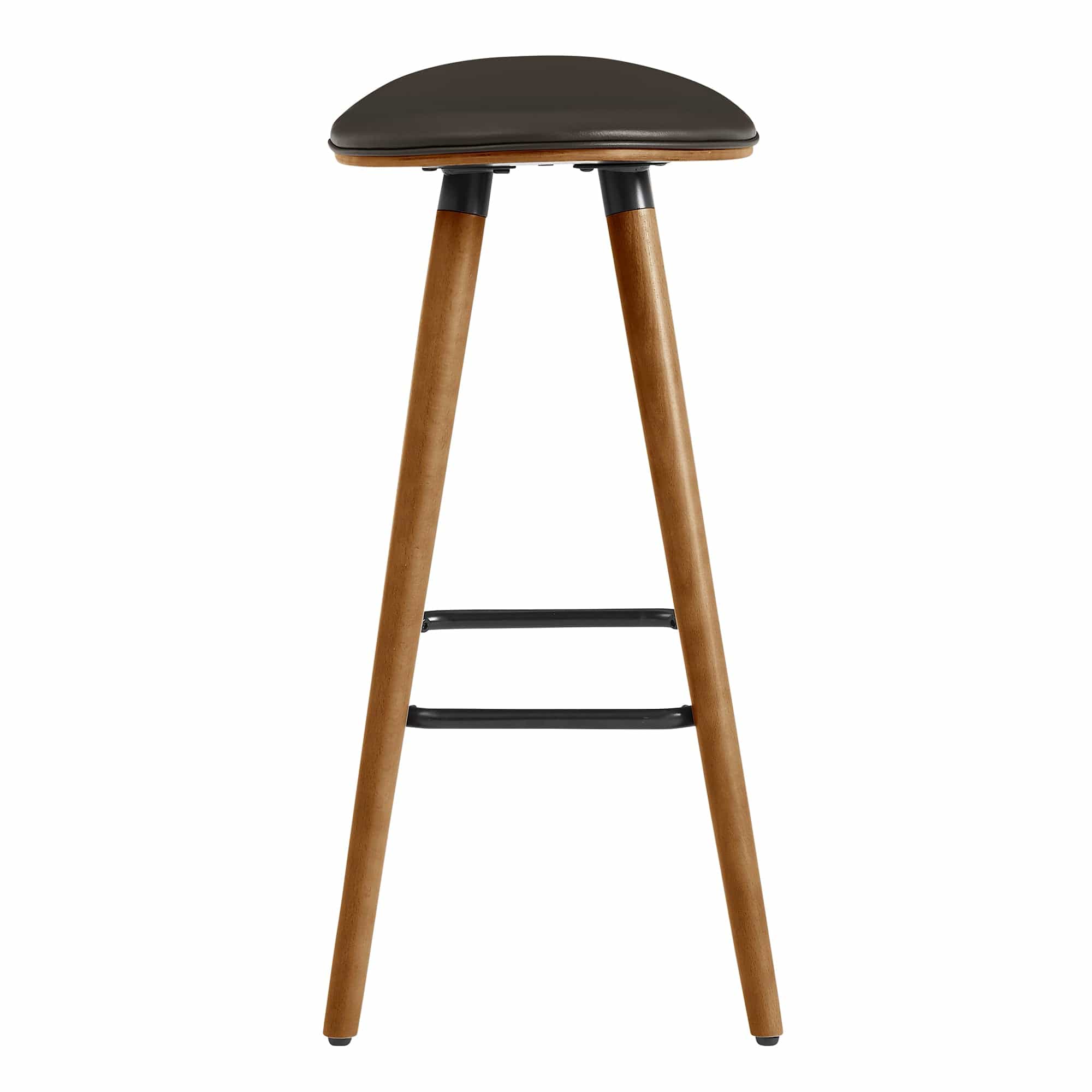 Armen Living Barstool Armen Living - Piper 26" Counter Height Backless Bar Stool in Gray Faux Leather and Walnut Wood | LCPPBAWAGR26