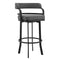 Armen Living Barstool Armen Living | Prinz 30" Bar Height Swivel Grey Faux Leather and Black Metal Bar Stool | LCPRBAGRBL30