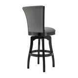 Armen Living Barstool Armen Living | Raleigh 26" Counter Height Swivel Barstool in Black Finish and Gray Faux Leather | LCRABASIBLGR26