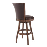 Armen Living Barstool Armen Living - Raleigh 26" Counter Height Swivel Wood Barstool in Chestnut Finish and Kahlua Faux Leather | LCRABASIKACH26