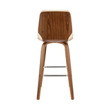 Armen Living Barstool Armen Living | Renee 26" Swivel Cream Faux Leather and Walnut Wood Bar Stool | LCRNBAWACR26