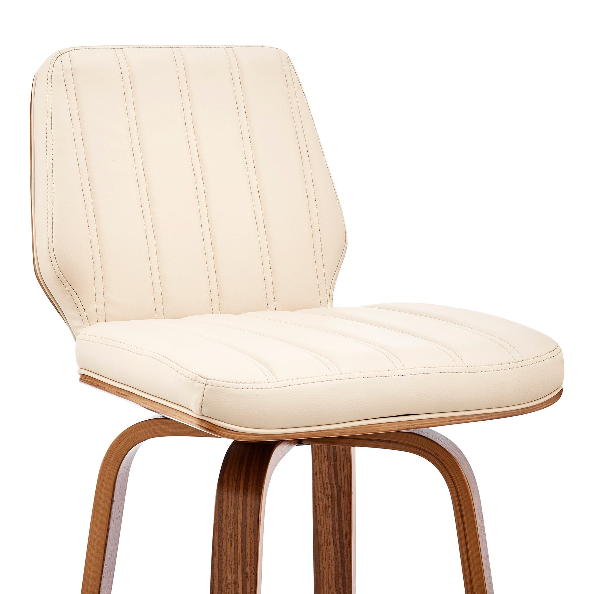 Armen Living Barstool Armen Living | Renee 26" Swivel Cream Faux Leather and Walnut Wood Bar Stool | LCRNBAWACR26