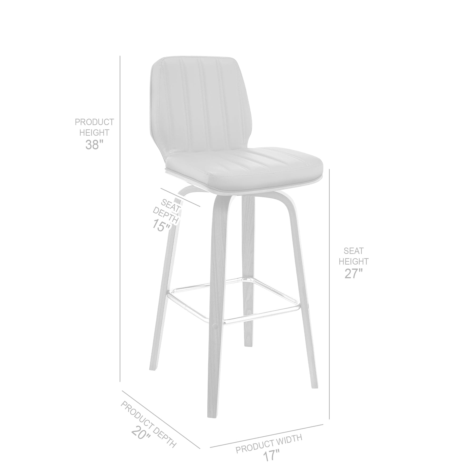 Armen Living Barstool Armen Living | Renee 26" Swivel Cream Faux Leather and Walnut Wood Bar Stool | LCRNBAWACR26