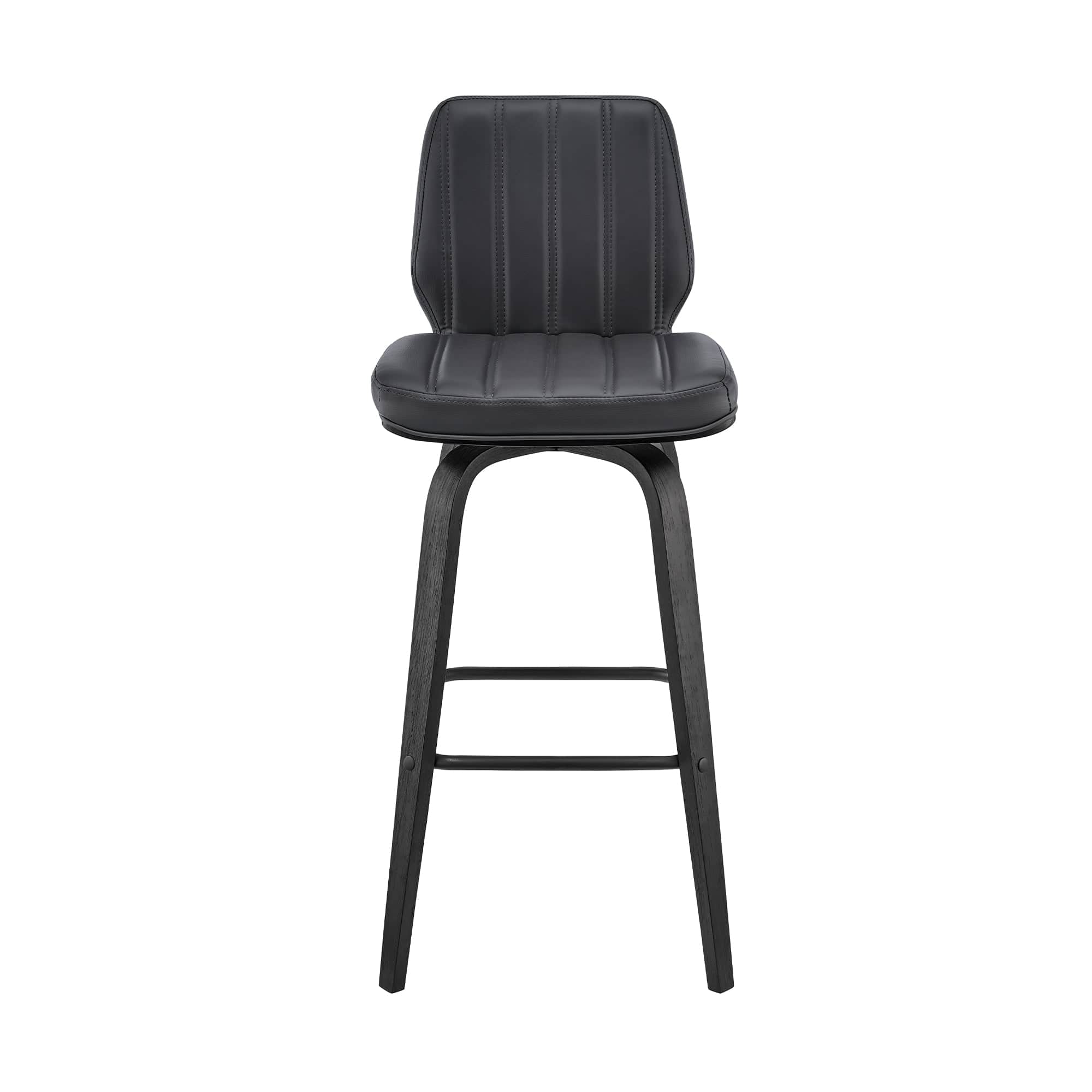 Armen Living Barstool Armen Living | Renee 26" Swivel Grey Faux Leather and Black Wood Bar Stool | LCRNBABLGR26