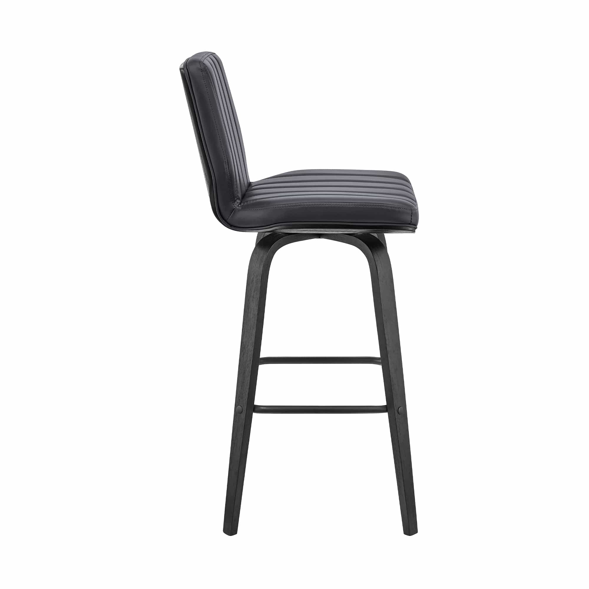 Armen Living Barstool Armen Living | Renee 26" Swivel Grey Faux Leather and Black Wood Bar Stool | LCRNBABLGR26