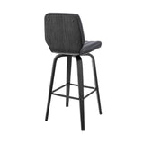 Armen Living Barstool Armen Living | Renee 26" Swivel Grey Faux Leather and Black Wood Bar Stool | LCRNBABLGR26