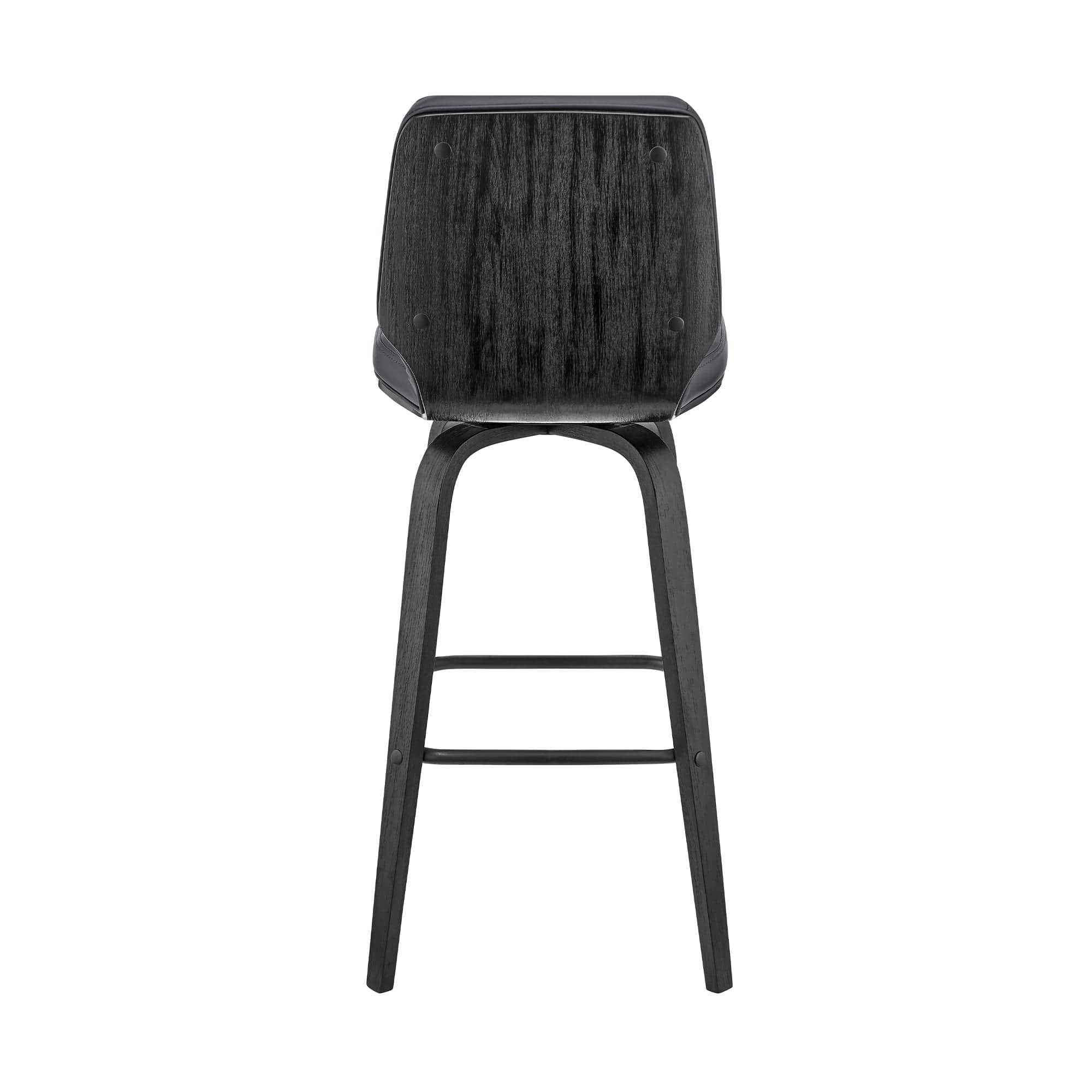 Armen Living Barstool Armen Living | Renee 26" Swivel Grey Faux Leather and Black Wood Bar Stool | LCRNBABLGR26