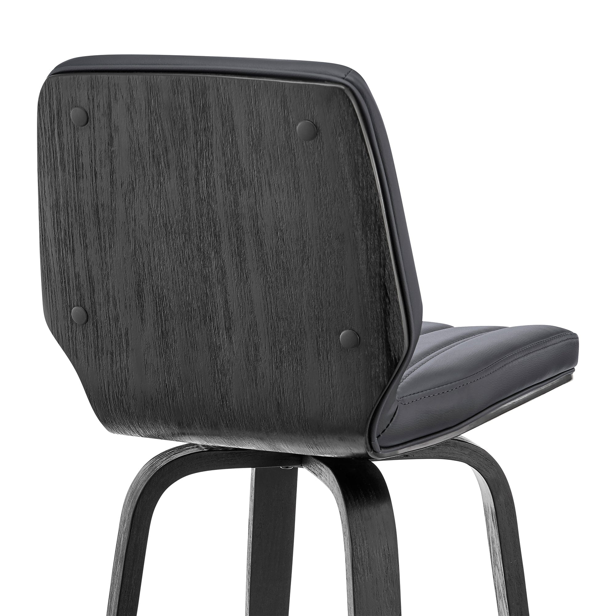 Armen Living Barstool Armen Living | Renee 26" Swivel Grey Faux Leather and Black Wood Bar Stool | LCRNBABLGR26