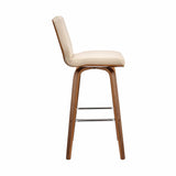 Armen Living Barstool Armen Living | Renee 30" Swivel Cream Faux Leather and Walnut Wood Bar Stool | LCRNBAWACR30