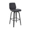 Armen Living Barstool Armen Living | Renee 30" Swivel Grey Faux Leather and Black Wood Bar Stool | LCRNBABLGR30