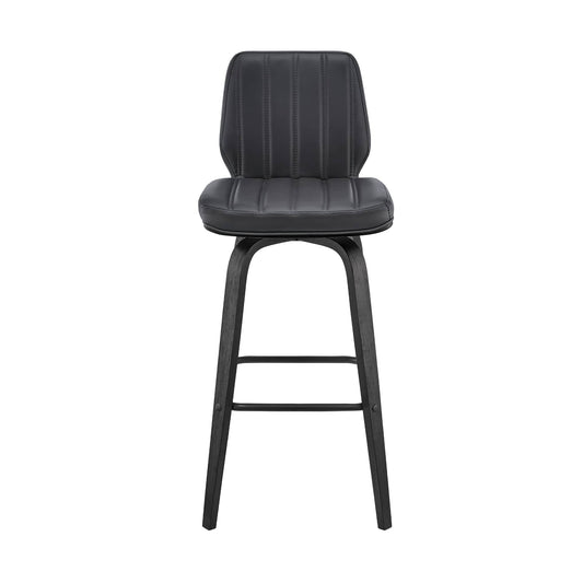 Armen Living Barstool Armen Living | Renee 30" Swivel Grey Faux Leather and Black Wood Bar Stool | LCRNBABLGR30