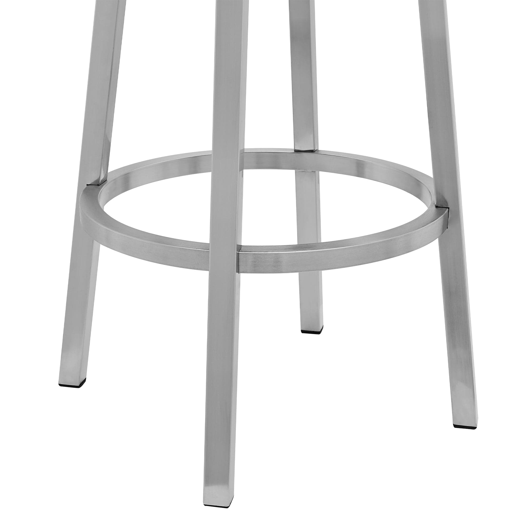 Armen Living Barstool Armen Living | Rochester Swivel Modern Metal and Gray Faux Leather Bar and Counter Stool | 721535752157