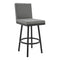 Armen Living Barstool Armen Living | Rochester Swivel Modern Metal and Gray Faux Leather Bar and Counter Stool | 721535752164