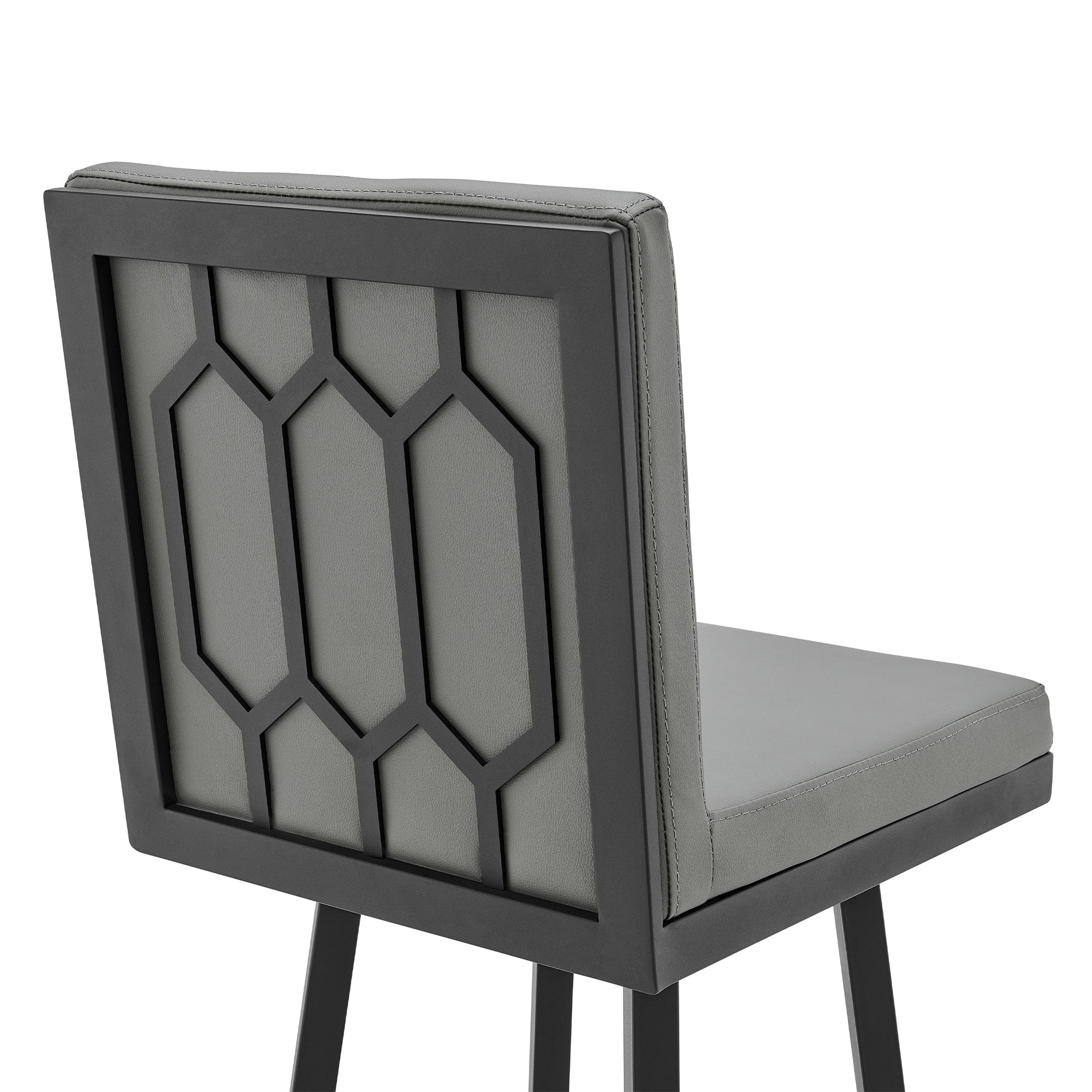 Armen Living Barstool Armen Living | Rochester Swivel Modern Metal and Gray Faux Leather Bar and Counter Stool | 721535752164