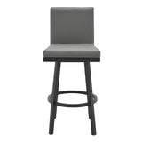 Armen Living Barstool Armen Living - Rochester Swivel Modern Metal and Gray Faux Leather Bar and Counter Stool | 721535752171