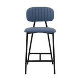 Armen Living Barstool Armen Living | Rococo 26" Blue Faux Leather and Metal Counter Height Bar Stool | LCROBABLBLU26
