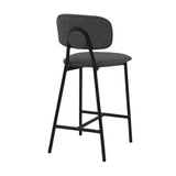 Armen Living Barstool Armen Living | Rococo 26" Gray Faux Leather and Metal Counter Height Bar Stool | LCROBABLGRY26