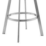 Armen Living Barstool Armen Living - Roman 30" Gray Faux Leather and Brushed Stainless Steel Swivel Bar Stool | LCRMBABSGR30