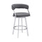 Armen Living Barstool Armen Living | Saturn 30" Bar Height Swivel Grey Faux Leather and Brushed Stainless Steel Bar Stool | LCSNBABSGR30