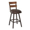 Armen Living Barstool Armen Living | Saugus 30" Bar Height Metal Swivel Barstool in Bandero Espresso Fabric and Auburn Bay Finish with Walnut Wood Back | LCSABAES30