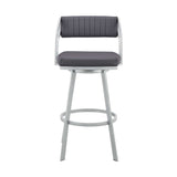 Armen Living Barstool Armen Living | Scranton 26" Swivel Slate Grey Faux Leather and Silver Metal Bar Stool | 795044878233